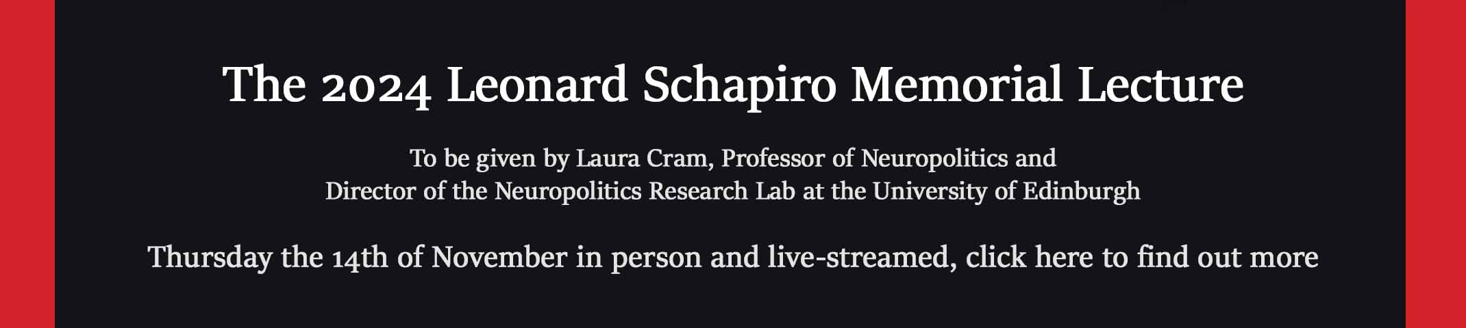 Leonard Schapiro Memorial Lecture 2024 banner